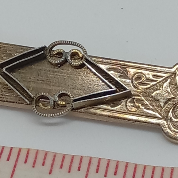 * vintage antique Victorian Edwardian gold/copper tone bar pin brooch C clasp - Picture 3 of 6